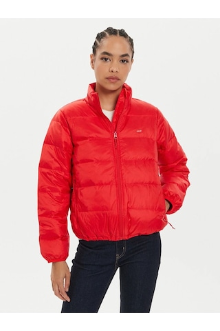 Levi's Oversize Kısa Şişme Kadın Mont - Günlük Minimalist Kırmızı