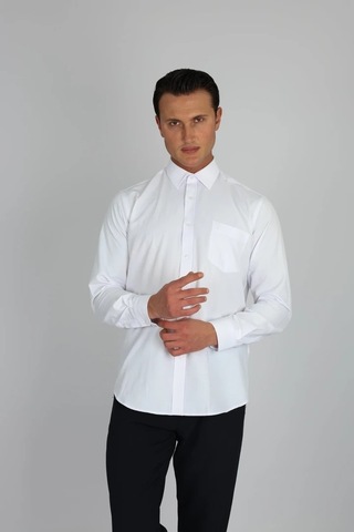 Lorenzo Mazzoli Soft Saten R 900 Beyaz Erkek Gömlek Beyaz