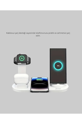 Apple Uyumlu iPhone, Airpods Ve Akıllı Saat Çoklu Şarj Cihazı