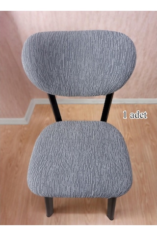 StarMall Bohem Jakarlı Sandalye Kılıfı Çubuk Desen 1 Adet Gri