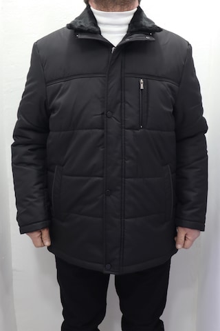 Marco Muratti Dmctekstil Erkek Mrc-447-001 Yakası Kürklü Normal Kalıp Fermuarlı Çıtçıt Kapamalı Büyük Beden Kışlık Mont Siyah