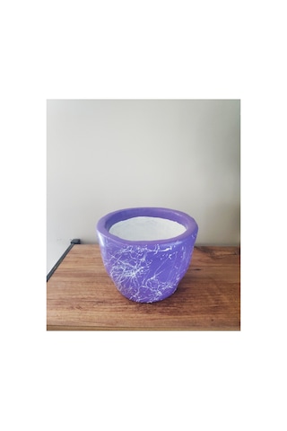 Beton Saksı Sukulent Bonzai Aranjman Teraryum Çiçek Saksısı 17x12,5cm Mor