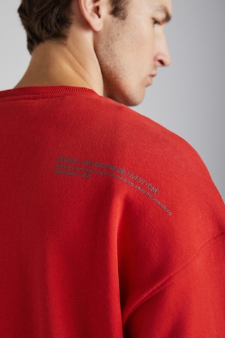 GRIMELANGE Santıagos Erkek Kangruru Cepli Fermuar Detaylı Arkası Yazı Baskılı Kırmızı Sweatshirt Kırmızı