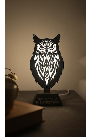 Baykuş Gece Lambası - Dekoratif Baykuş Masa Lambası Yeşil