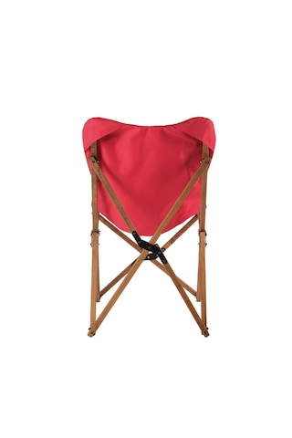 Bag The Joy Kids Ahşap Katlanır Kamp Sandalyesi Kahverengi İskelet - Kırmızı