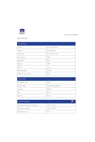Kuvayi Technologies KVY-433-ESBHSR 433 MHz Anten