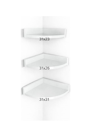 3'lü Üçgen Köşe Duvar Raf 31 X 26 X 23 Beyaz