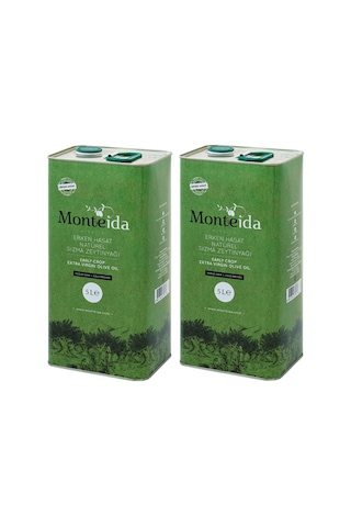 Monteida Erken Hasat Soğuk Sıkım Natürel Sızma Zeytinyağı Teneke 2 x 5 L