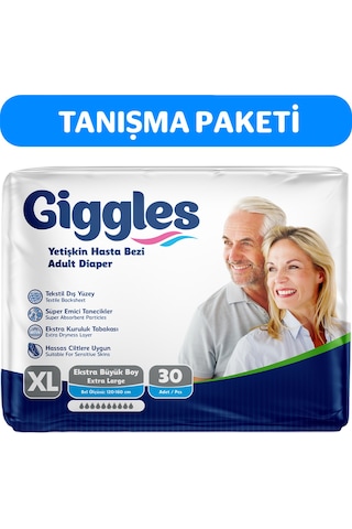Yetişkin Bel Bantlı Hasta Bezi Büyük Boy Extralarge Bel Ölçüsü 120-160cm - 1 Paket 30adet XL