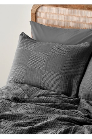 Bella Maison %100 Pamuk Liva Jakarlı Çift Kişilik Yatak Örtüsü Seti Antrasit 240x260 Cm Antrasit