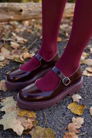 Merlo Kadın Bordo Rugan Deri Loafer Ayakkabi Bordo Rugan