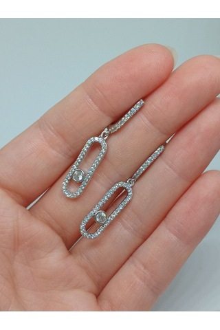 925 Ayar Gümüş Mess Halka Model Küpe Şık Ve Modern Tasarım Gümüş