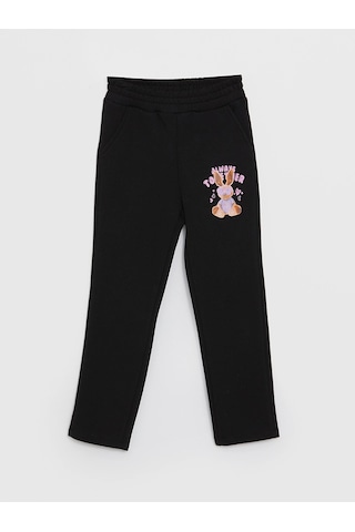 LC Waikiki Lcw Kids Siyah Beli Lastikli Baskılı Kız Çocuk Eşofman Altı New Blakız Çocuk