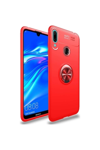 Huawei Y7 Prime 2019 Kılıf Yüzüklü Tam Korumalı Silikon Kapak