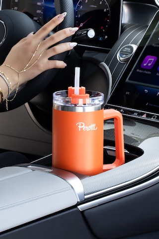 Perotti 17236-5 Colte V2 Paslanmaz Çelik Sporcu Termos Bardak Matara Turuncu 1,2 Lt Turuncu