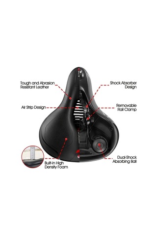 Motion003 1 Adet Uniseks Hafıza Köpük Bisiklet Koltuk Minderi Siyah Çift Şok Emici Top Su Geçirmez Geniş Uyumlu Erkekler Ve Kadınlar İçin Bisiklet Aksesuarları Siyah