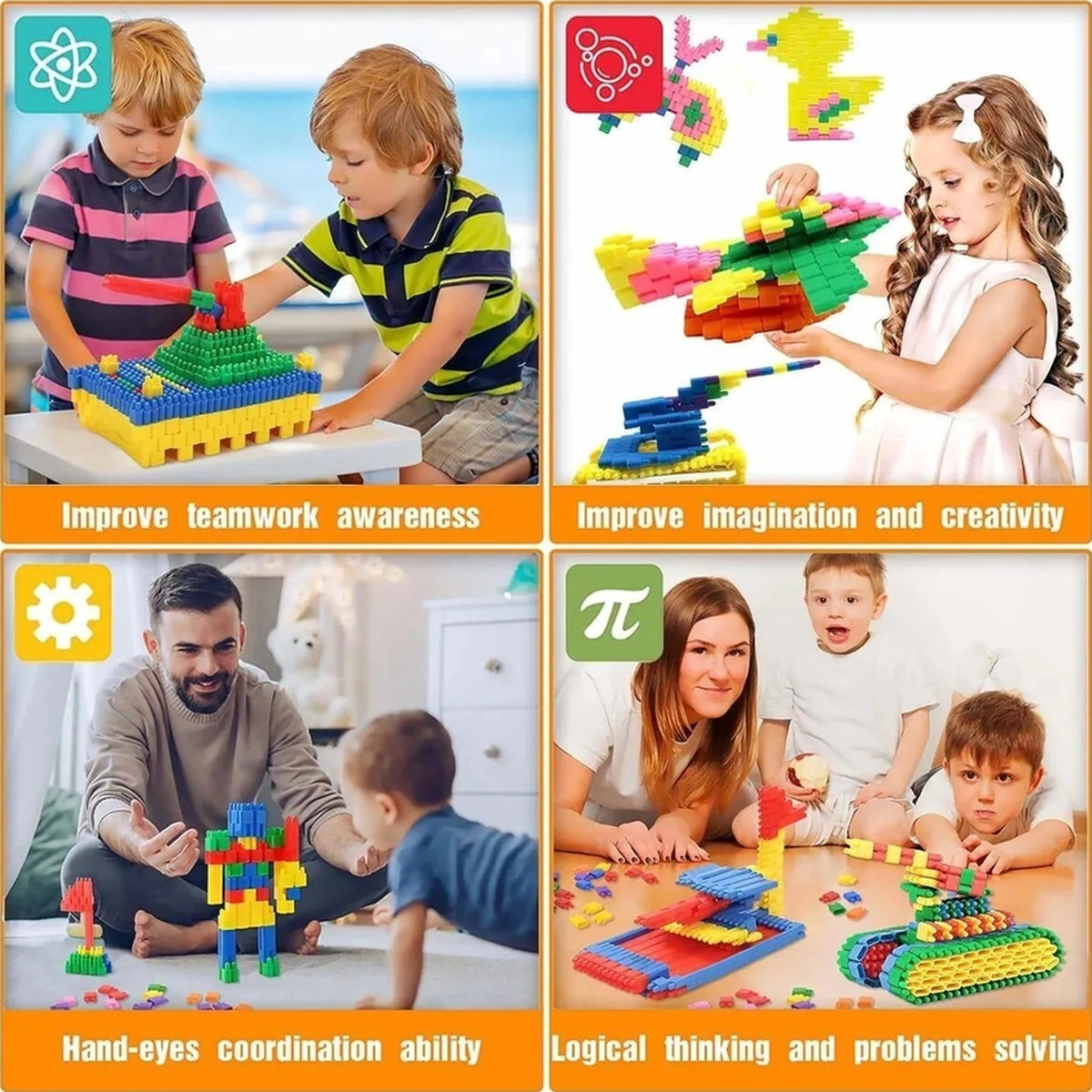 Constructo Stem Eğitici Yapı Oyuncağı Montessori Zeka Oyunu Yapı Taşları Seti