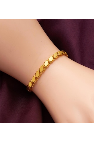 Altın Renk Arpa Zincir Çelik Bileklik - 3132 Gold