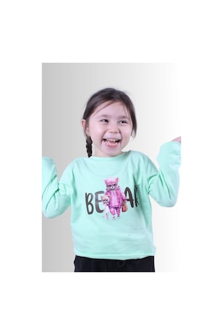 Panios Kids Kız Çocuk Baskılı T-shirt Yeşil1 Yeşil