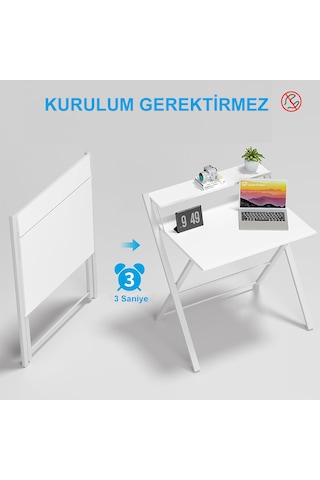 Bodo Metal Ayaklı Laptop Masası Katlanır Çalışma Masası Raflı Masa Katlanır Laptop Sehpası Siyah-çam