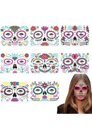 Trendooze Yüz, Yetişkinler Vücut Ve Ve Stickers Set Sanatı Pcs Parti Mükemmel Kol, İçin İçin Glow Floresan Favors Dıy Dekorasyonları Çocuklar Çıkartmalar Çıkartmalar Cadılar Bayramı Bacak, Aydınlık 8 - Rx