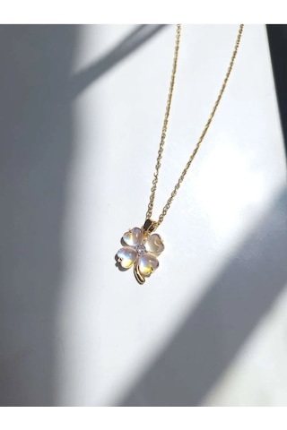 Çelik Gold Yonca Kadın Şans Kolye Sevgiliye Hediye Altın