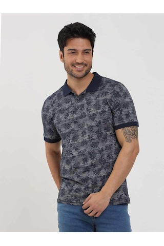 Dufy Lacivert Erkek Slim Fit Desenli Polo Yaka Tshirt - 105239-lacivert Lacivert