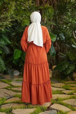 6567-büzgülü Bağcıklı Elbise Taba Taba