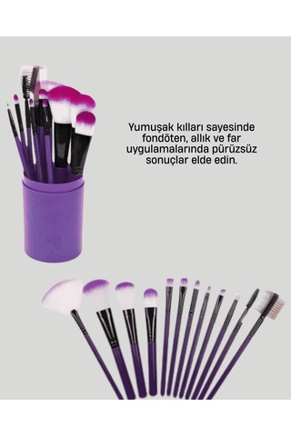 12 Li Makyaj Fırça Seti Fondöten Allık Far Karıştırma İçin Tam Uyumlu 62260515