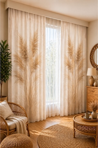 2 Adet 140x260 Cm Ölçüsünde Şık Dekoratif Fon Perde Koleksiyon Çok Renkli Ekru