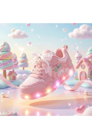 Tuğba Ortopedi 300 Kız Çocuk Işıklı Sneaker Pudra