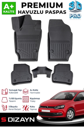 S-dizayn Vw Polo 4 3d Pro Havuzlu Paspas 2002-2009 A+ Kalite