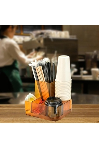 Pazly Suntek Kahve Barı Çeşni Rafı Çay Poşetleri Ve Süt Dükkanı Turuncu Turuncu