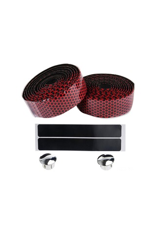 Yifomall Bisiklet Direksiyon Bandı - Silikonlu, Kaymazsız, Amortisörlü - Dağ Ve Yol Bisikletleri İçin - Kırmızı, 2 Adet, Uç Tıkanıklı