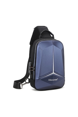 Agoodshop Büyük Kapsiteli Şarj Girişli Su Geçirmez Çapraz Askılı Omuz Çantası - Mavi Lacivert