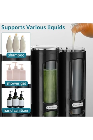 Mainshop 3 Adet Siyah 400 Ml Manuel Şampuan Sıvı Tutucu Banyo Mutfak Lavabo Oteller El Sabunluk M-52 Siyah