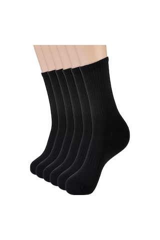 Ozzy Socks 6 Çift Logosuz Siyah Dikişsiz Pamuklu Tenis Unisex Soket Çorap Siyah