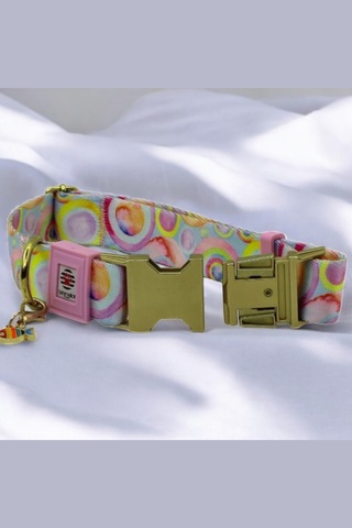 İsimli Köpek Tasması, Orta Ve Büyük Irk, Metal Kilitli Pmbpstl Pembe & Sarı