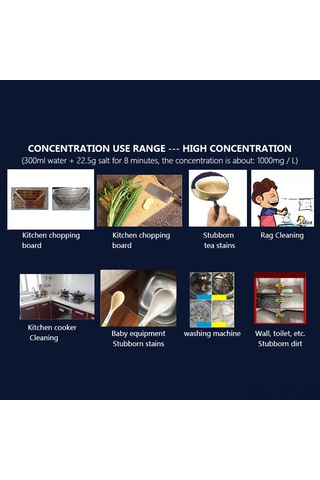 Yaozixa 300ml Ev Kullanıma Sodyum Hipoklorit Oluşturucu, Temizlik Çözeltisi Üretici, 3 Konsantrasyon Seçeneği, 8 Dakika Hızlı İşlem, Usb Şarjlı Sprey Flaske Beyaz