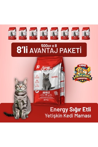 Cat Food Energy Sığır Etli Yetişkin Kedi Maması - 8 Adet
