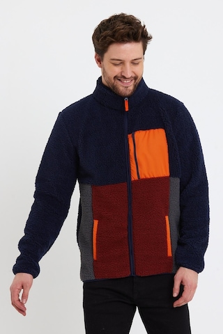 Erkek Dik Yaka Parçalı Polar Ceket Lacivert