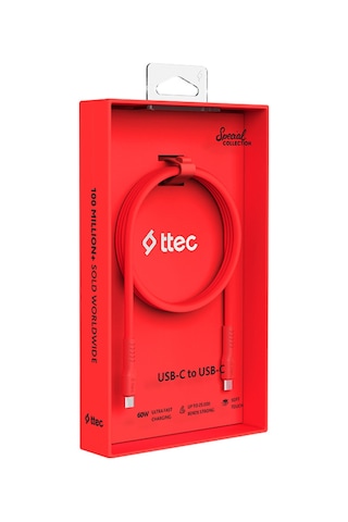 Ttec Usb-c - Usb-c 120cm Usb-c - Usb-c 60w Pd/qc Hızlı Şarj/data Kablosu Kırmızı - 2dk59nk