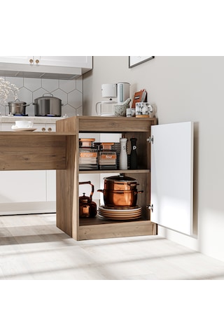 Milano Bar Masası Dolaplı Yüksek Mutfak Yemek Masası , Ada