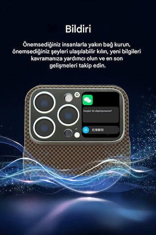 W8 Oled Dokunmatik Akıllı Ekranlı Apple Uyumlu iPhone 14 Pro Max İnce Karbon Cep Telefonu Kılıfı