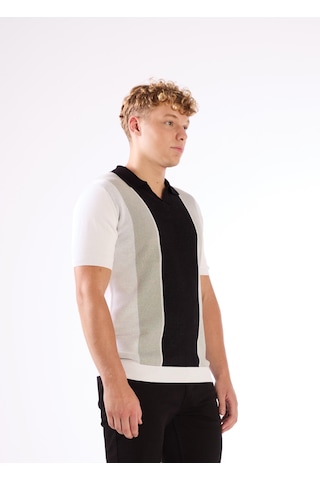 Dufy Siyah Blok Desen Erkek Triko - Slim Fit SIYAH