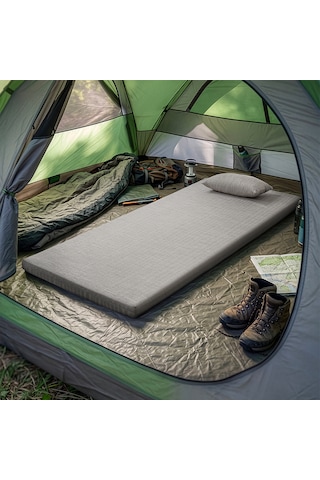 Nomad Yastık Hediyeli Full Ortopedik Taşınabilir Kamp Yatağı 6 Cm 1 80x190 Vizon Ölçü