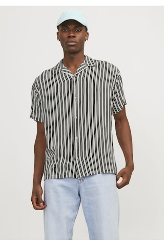 Jack & Jones Erkek Çizgili Kisa Kollu Gömlek - Luke 12255197 Bright White Beyaz