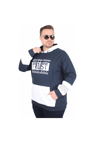Moc Grande Mocgrande Büyük Beden Kapüşonlu Sweat Double Face Trust 25701 Lacıvert Lacivert