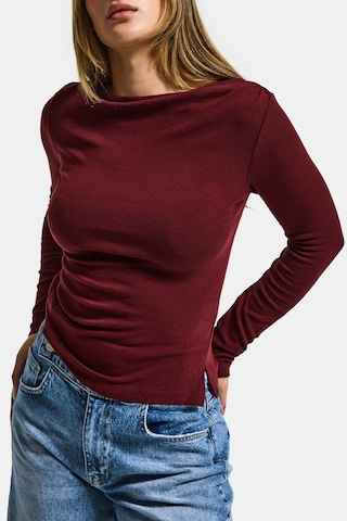 Itsbasic Kadın Bordo W5 %100 Pamuk Asimetrik Kesim Esnek Bluz Body