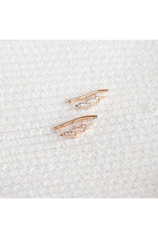 Kadın Kararmaz Çelik Lüks Takı Zirkon Taşlı Şimşek Küpe